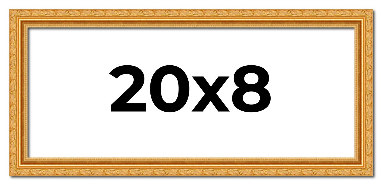 20x8 Solid Wood Antique Picture Frame with UV-Resistant Acrylic & Acid-Free Backing, Available in 4 Finishes: Bronze, Gold, Silver, and Gold with Black